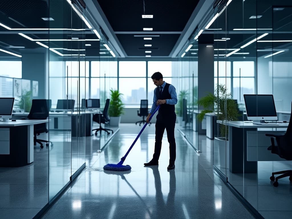 Commercial office space being cleaned professionally